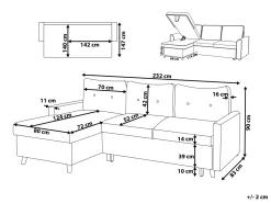 Sohvat<Beliani 4-Istuttava Kulmavuodesohva Säilytystilalla Oikeak. Laivastonsininen Flakk