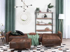 Sohvat<Beliani 4-Istuttava Kulmavuodesohva Keinonahka Vasenk. Ruskea Aberdeen