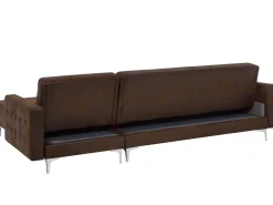 Sohvat<Beliani 4-Istuttava Kulmavuodesohva Keinonahka Vasenk. Ruskea Aberdeen