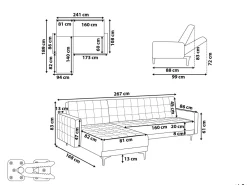 Sohvat<Beliani 4-Istuttava Kulmavuodesohva Kangas Oikeak. Violetti Aberdeen