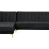 Sale Beliani 4-Istuttava Kulmavuodesohva Sametti Oikeak. Musta Aberdeen