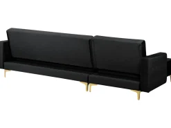Sale Beliani 4-Istuttava Kulmavuodesohva Sametti Oikeak. Musta Aberdeen