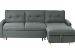Sohvat<Beliani 4-Istuttava Kulmavuodesohva Säilytystilalla Vasenk. Tummanharmaa Flakk