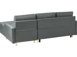 Sohvat<Beliani 4-Istuttava Kulmavuodesohva Säilytystilalla Vasenk. Tummanharmaa Flakk