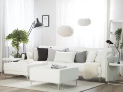 Sohvat<Beliani 4-Istuttava Kulmavuodesohva Ja Rahi Keinonahka Oikeak. Valkoinen Aberdeen