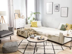 New Beliani 3-Istuttava Kulmavuodesohva Kangas Oikeak. Beige Romedal