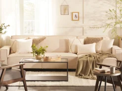 New Beliani 3-Istuttava Kulmavuodesohva Kangas Oikeak. Beige Romedal