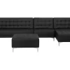 Sohvat<Beliani 5-Istuttava Kulmavuodesohva Ja Rahi Keinonahka Vasenk. Musta Aberdeen