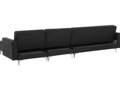 Sohvat<Beliani 5-Istuttava Kulmavuodesohva Ja Rahi Keinonahka Vasenk. Musta Aberdeen