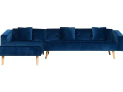Sohvat<Beliani 4-Istuttava Kulmavuodesohva Sametti Oikeak. Laivastonsininen Vadso
