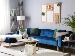 Sohvat<Beliani 4-Istuttava Kulmavuodesohva Sametti Oikeak. Laivastonsininen Vadso