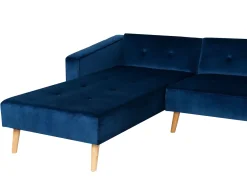 Sohvat<Beliani 4-Istuttava Kulmavuodesohva Sametti Oikeak. Laivastonsininen Vadso