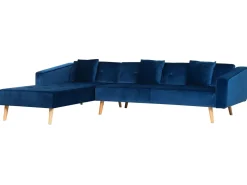 Sohvat<Beliani 4-Istuttava Kulmavuodesohva Sametti Oikeak. Laivastonsininen Vadso