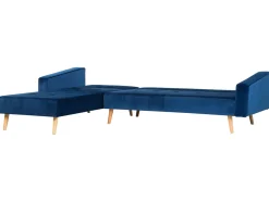 Sohvat<Beliani 4-Istuttava Kulmavuodesohva Sametti Oikeak. Laivastonsininen Vadso