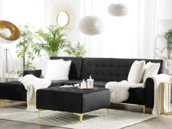 Online Beliani 4-Istuttava Kulmavuodesohva Ja Rahi Sametti Oikeak. Musta Aberdeen