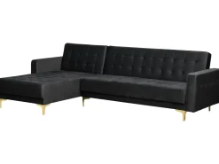 Online Beliani 4-Istuttava Kulmavuodesohva Ja Rahi Sametti Oikeak. Musta Aberdeen