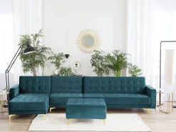 Shop Beliani 5-Istuttava Kulmavuodesohva Ja Rahi Sametti Oikeak. Sinivihrea Aberdeen