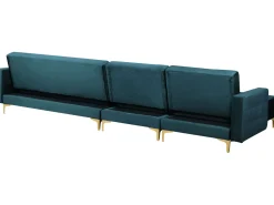 Fashion Beliani 5-Istuttava Kulmavuodesohva Sametti Oikeak. Sinivihrea Aberdeen