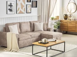 Sohvat<Beliani 3-Istuttava Kulmavuodesohva Säilytystilalla Keinonahka Vasenk. Ruskea Nesna