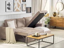 Sohvat<Beliani 3-Istuttava Kulmavuodesohva Säilytystilalla Keinonahka Vasenk. Ruskea Nesna