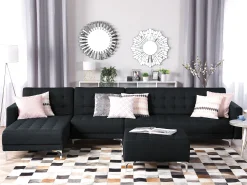 Sohvat<Beliani 5-Istuttava Kulmavuodesohva Ja Rahi Kangas Oikeak. Grafiitinharmaa Aberdeen