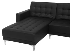 Sohvat<Beliani 4-Istuttava Kulmavuodesohva Ja Rahi Keinonahka Oikeak. Musta Aberdeen