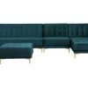 Sohvat<Beliani 5-Istuttava Kulmavuodesohva Ja Rahi Sametti Vasenk. Sinivihrea Aberdeen