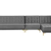 Sohvat<Beliani 5-Istuttava Kulmavuodesohva Sametti Vasenk. Harmaa Aberdeen