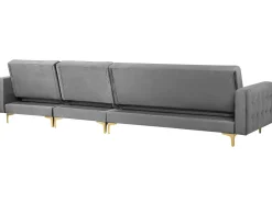 Sohvat<Beliani 5-Istuttava Kulmavuodesohva Sametti Vasenk. Harmaa Aberdeen