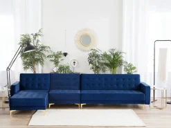 Best Sale Beliani 5-Istuttava Kulmavuodesohva Sametti Oikeak. Laivastonsininen Aberdeen