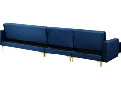 Best Sale Beliani 5-Istuttava Kulmavuodesohva Sametti Oikeak. Laivastonsininen Aberdeen