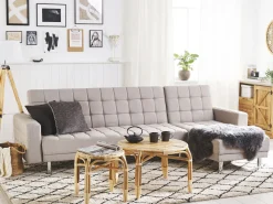 Online Beliani 4-Istuttava Kulmavuodesohva Kangas Vaaleanharmaa Nesset