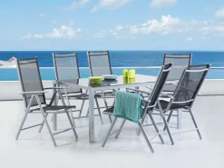 Discount Beliani 6-Istuttava Musta Alumiininen Ulkoruokailuryhma Catania