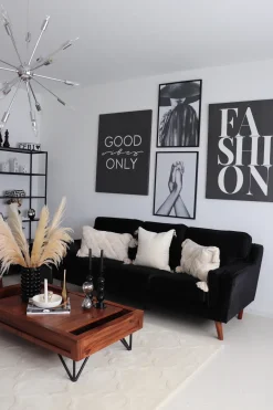 Sale Beliani 3-Istuttava Musta Sohva Lokka