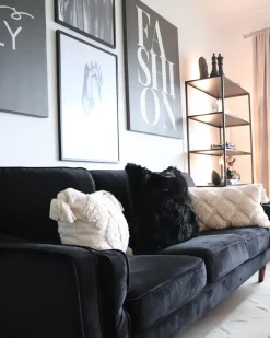 Sale Beliani 3-Istuttava Musta Sohva Lokka