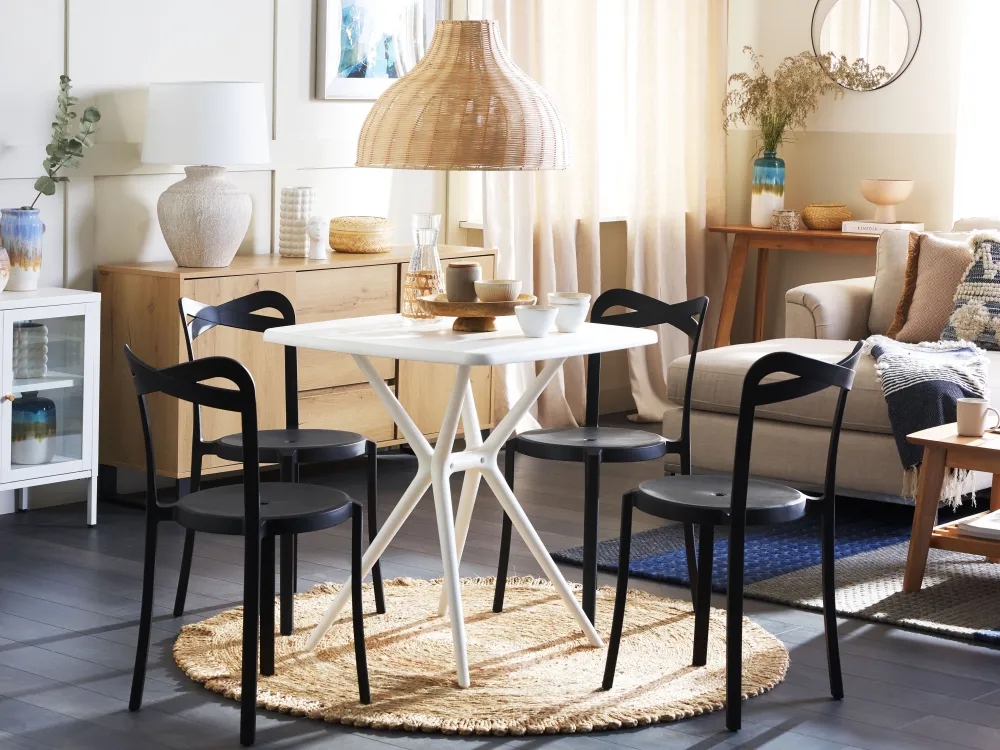 Ulkokalusteet<Beliani 4-Istuttava Mustavalkoinen Muovinen Puutarhakalustesetti Sersale / Camogli