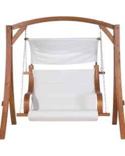 Sale Beliani 2-Istuttava Puutarhakeinu Lehtikuusi Vaalea Puu/Valkoinen Aprilia