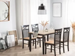 Store Beliani 4-Istuttava Ruokailuryhma Kumipuu Musta/Vaalea Puu Houston