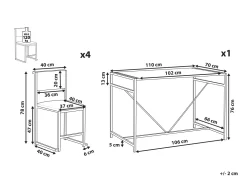 Pöydät<Beliani 4-Istuttava Ruokailuryhma Tumma Puu/Musta Burton