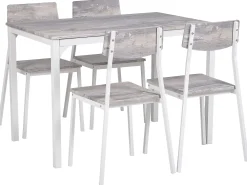 Cheap Beliani 4-Istuttava Ruokailuryhma Vaaleanharmaa/Valkoinen Bismarck
