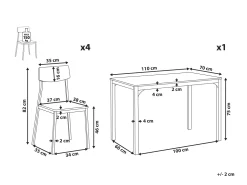Cheap Beliani 4-Istuttava Ruokailuryhma Vaaleanharmaa/Valkoinen Bismarck