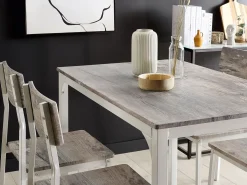 Cheap Beliani 4-Istuttava Ruokailuryhma Vaaleanharmaa/Valkoinen Bismarck