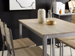 Pöydät<Beliani 4-Istuttava Ruokailuryhma Vaalea Puu/Harmaa Blumberg