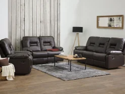 Cheap Beliani 2-Istuttava Saadettava Keinonahkainen Sohva Ruskea Bergen