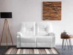 Sohvat<Beliani 2-Istuttava Saadettava Keinonahkainen Sohva Valkoinen Bergen