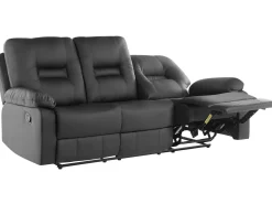 Fashion Beliani 3-Istuttava Saadettava Keinonahkainen Sohva Musta Bergen