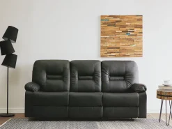 Fashion Beliani 3-Istuttava Saadettava Keinonahkainen Sohva Musta Bergen