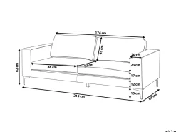 Best Beliani 3-Istuttava Samettisohva Vaaleansininen Vadstena