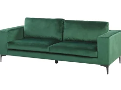 Sohvat<Beliani 3-Istuttava Samettisohva Vihrea Vadstena