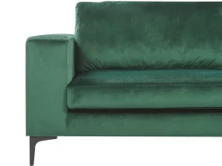 Sohvat<Beliani 3-Istuttava Samettisohva Vihrea Vadstena